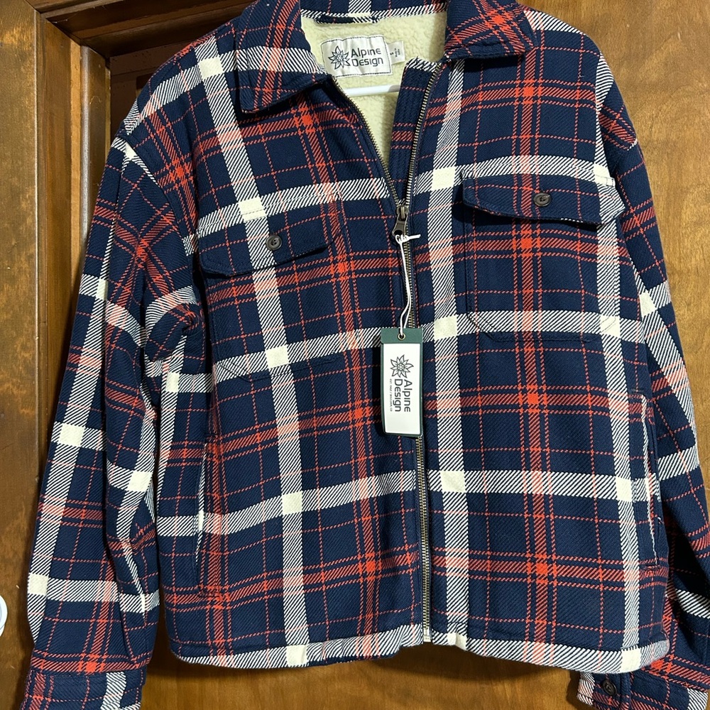 Alpine Design Navy Plaid Sherpa Jacket